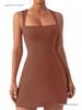 Strappy Solid Color Tight Dress