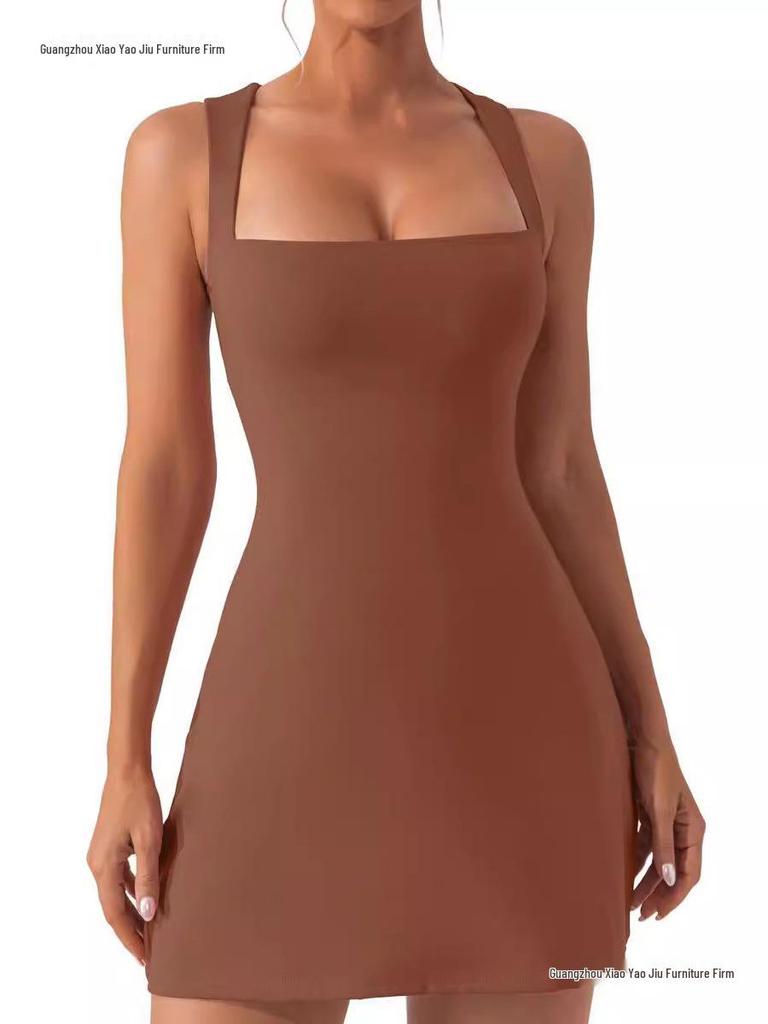Strappy Solid Color Tight Dress