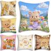 Cute Cartoon Bear Pillow Covers Cartoon Sofa Decorative Home Double-sided Printing Short Plush Cute Cushion Cover