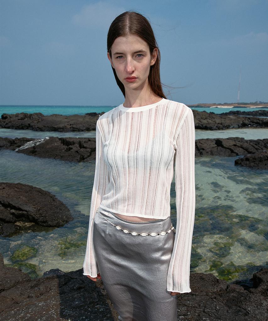 EN OR Scratch See-Through Summer Knit - White