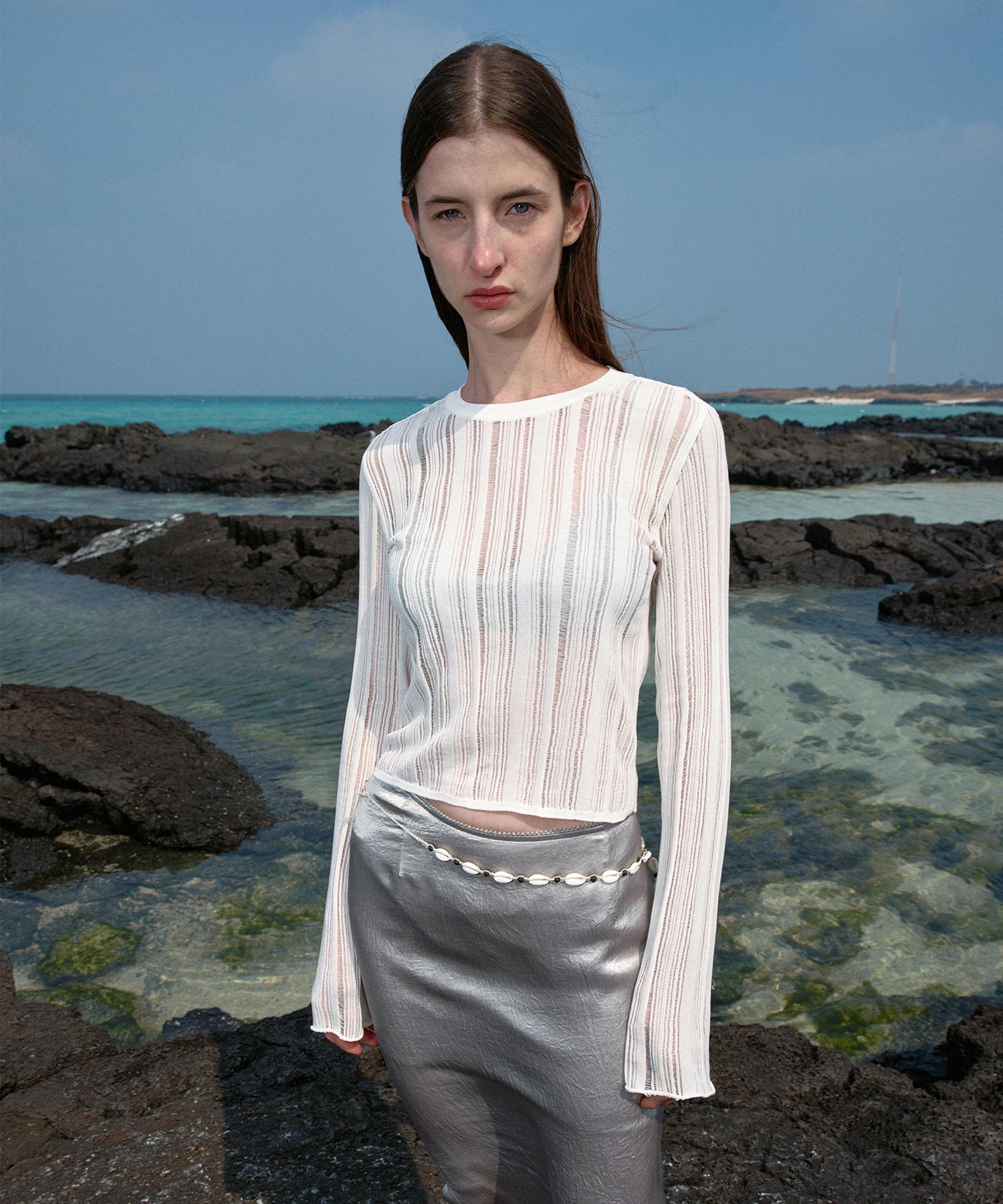Enor Scratch See-Through Summer Knit - White White