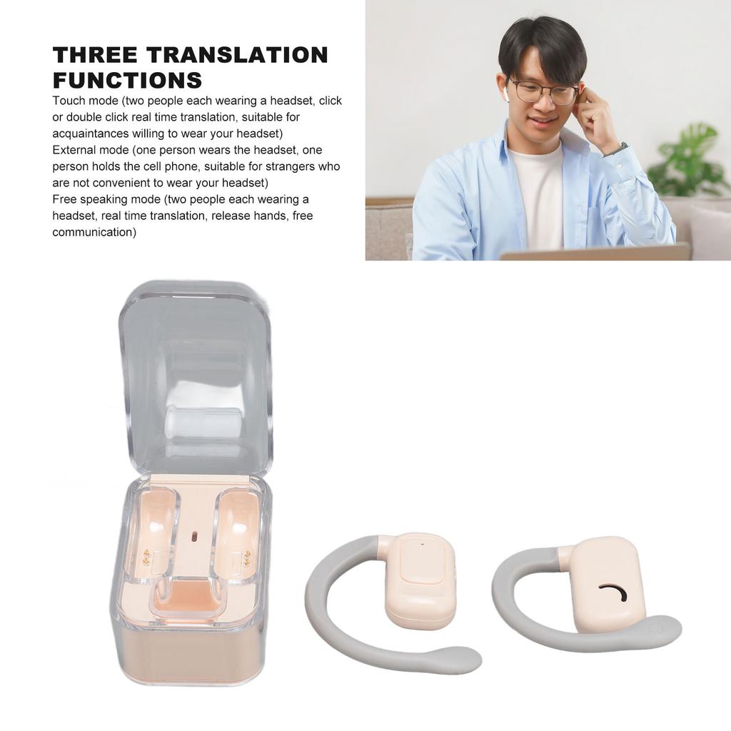 Translator Earbuds 144 Languages 3 Modes Bluetooth 5.3 Rechargeable Wireless Language Translator Earhooks Earbuds for Music Call