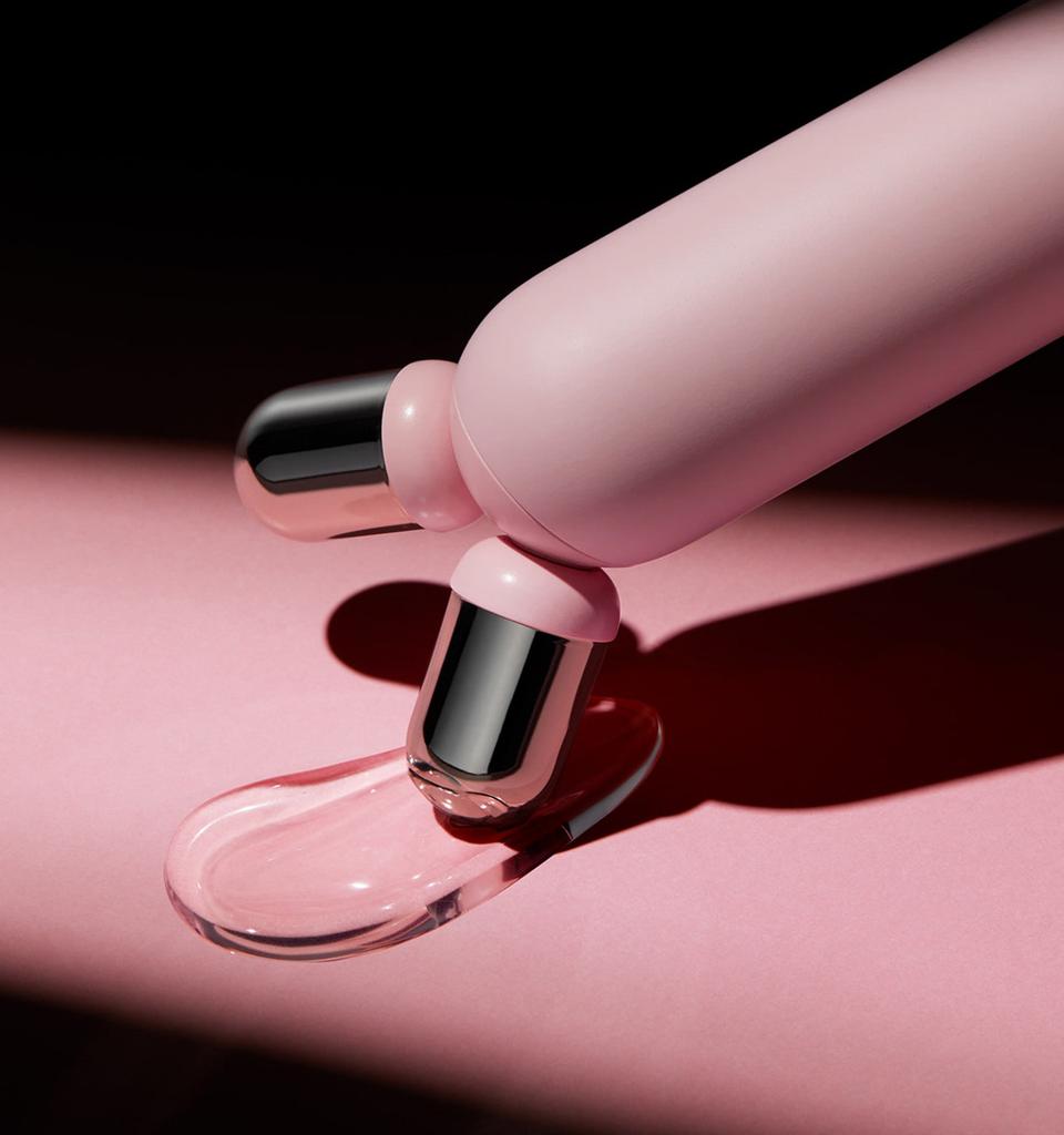 Medicube AGE-R Booster V Roller Mini Plus EMS V-Line Conjunto Massageador Facial com Cabeça V Roller + Gel Booster PDRN (Rosa/Bege)