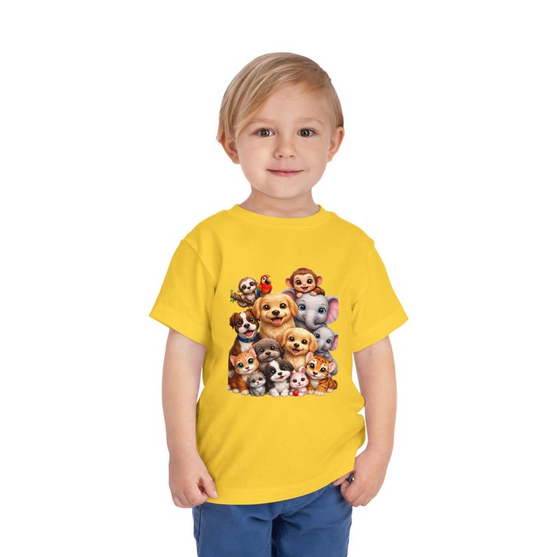 Toddler Tee – Playful Animal Cluster, Lightweight Cotton Shirt 150