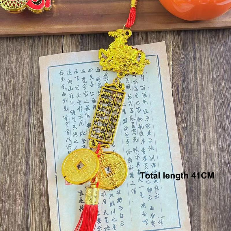 2026 Year Of The Horse Wall Hanging Ornament Green Plant Potted Lucky New Year Decoration 2026 Year Of The Horse Wall Hangingift