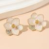 Fresh White Petal Earrings: Elegant High-End Women's Stud Jewelry