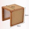Vintage Solid Wood Rattan Storage Stool Wabi-Sabi Japanese Nightstand Round Bucket Ottoman for Bedroom Guesthouse Decor