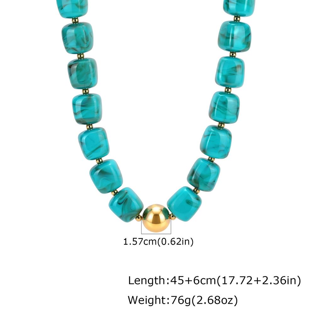 Fashion Colorful Acrylic Big Beads Heart Pendant Necklace for Women, Creative Clavicle Chain Necklace, Statement Trendy Jewelry