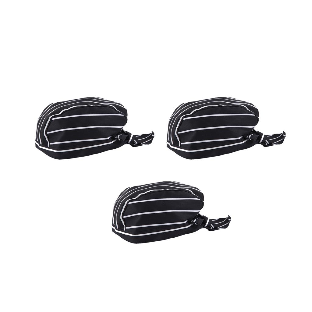 3 Pcs Unisex Kitchen Catering chef Skull Cap / Tie Back Hat Pirate Headwrap for Restaurant, Coffee