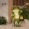 Solar Powered Garden Lights Black Cat Lantern, Stake Light, Waterproof Gnome Frog Outdoor Decorative Lanterns Statue, Lamp for Front Porch Yard