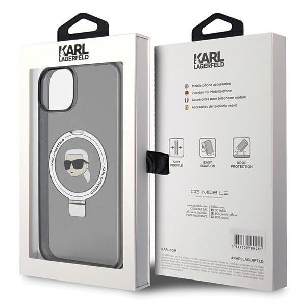 Karl Lagerfeld Klhmp15Shmrskhk Iphone 15 / 14 / 13 6.1 Czarny/Black Hardcase Ring Stand Karl Head Magsafe