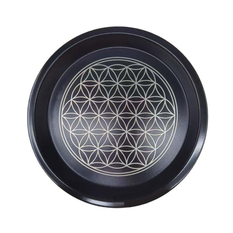 Ritual Tray Altar Plate Carbon Steel Candle Holder Tray Jewelry Dish Round Tray Home Decoration Candlestick Plate