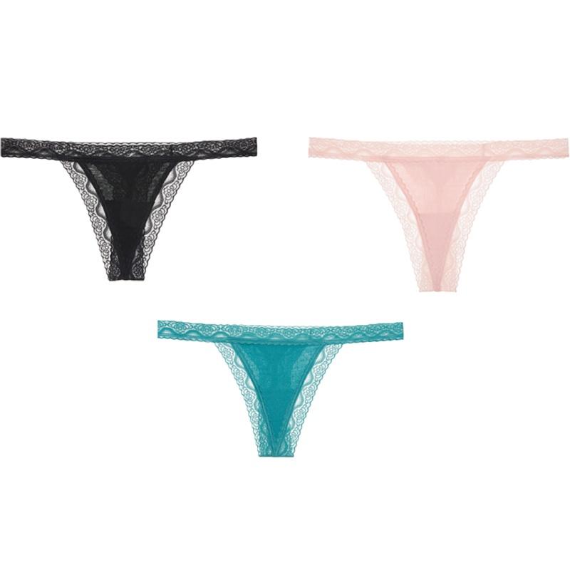 FINETOO Sexy Thongs Low-Rise Lace G-string Panties Women Cotton T-Back Underwear S-XL Female Bikin Underpants Lingerie