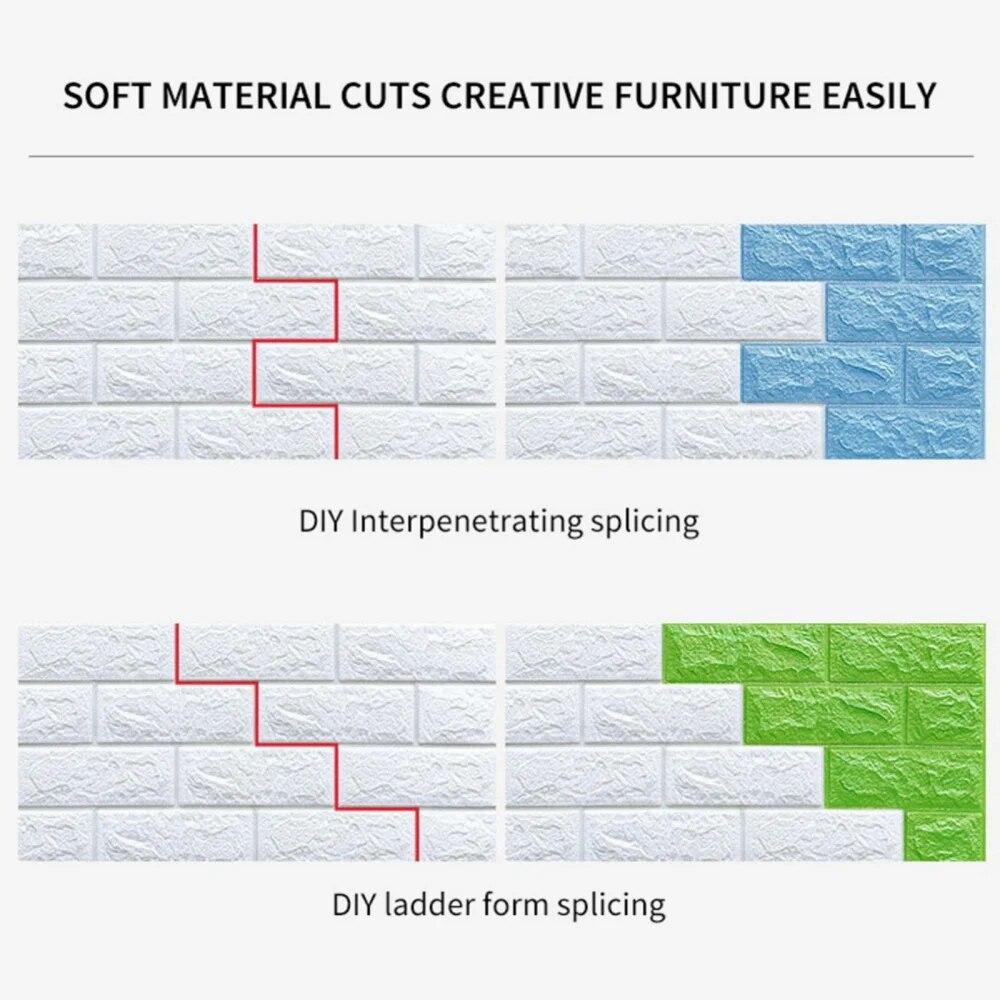 Autocolant de perete 3D Imitație de cărămidă Decor pentru dormitor Tapet autoadeziv impermeabil pentru living, bucătărie, fundal TV