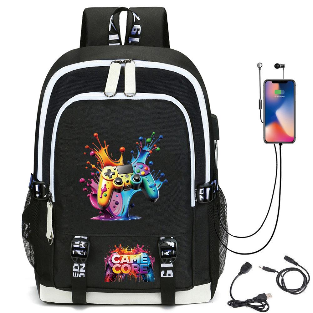Digital Printing Gamepad Pattern Backpack Cartoon Elementary School Bag Large Capacity Usb Backpack