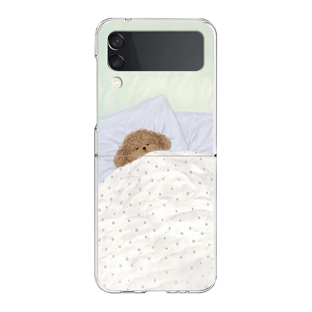 Transparent Phone Case For Samsung Galaxy Z Flip 3 4 5 6 7 Hard Folding PC Z Flip3 Flip4 Cover Dog Cat Couple