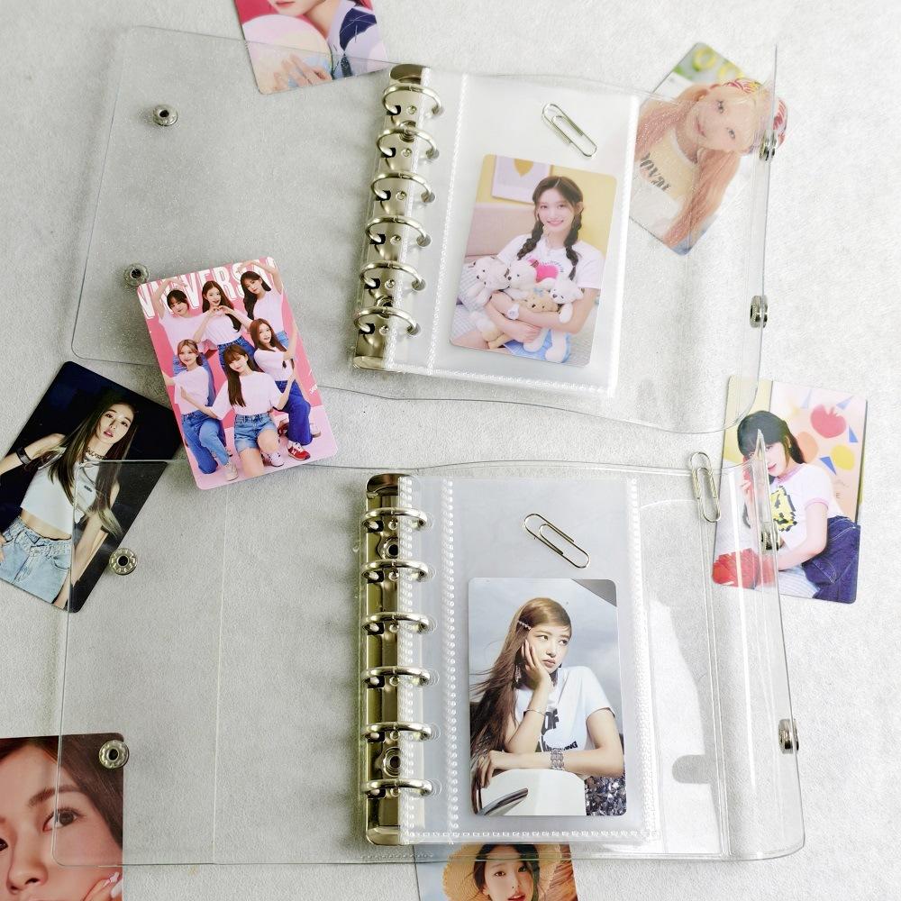 A7 Glitter Transparent Double ButtonDIY Binder Photocards Collect Book Diary Agenda Planner Cover Album Stationery