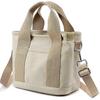 Women's Canvas Tote Bag with Multiple Pockets, Stylish Shoulder Handbag with Compartments