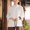 Cotton Linen Tops Chi-pao Collar Design Women Date Girls Elegant Retro Red White Shirt Blouse Vintage