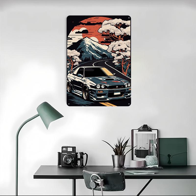 Sports Car Skyline GTR R34 Poster Customized Wall Art Vintage Metal Signs Retro Tin Plaque for Man Cave Home Decoration Luxury