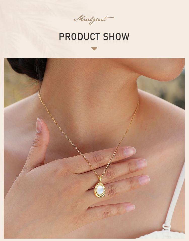 Ovaler Perlenhalskette für Damen, Verstellbare Kette Geometrischer Schmuck Blei Frei Hypoallergen