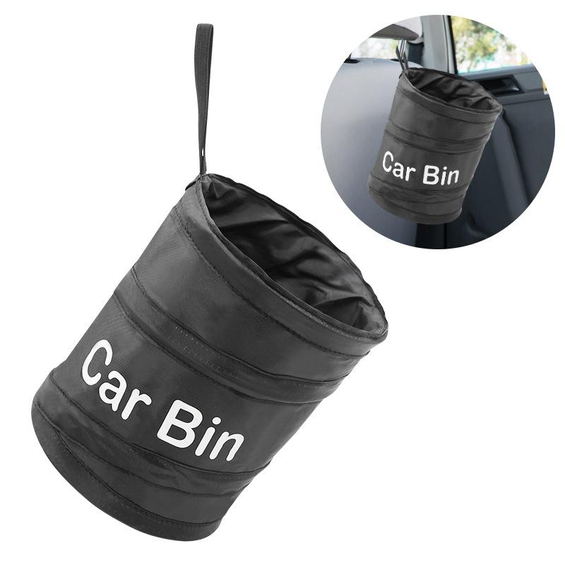 1 Car Garbage Bin, Car Storage Bin, Spiral Bucket, Double-Layer Oxford Cloth Foldable Garbage Bin