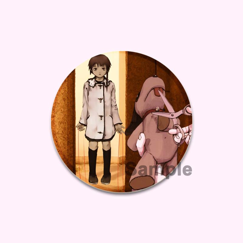 Anime Serial Experiments Lain 32/44/58mm Simple Button Pin Snap In Design Cartoon Brooches Daily Stylish Ornament Handmade Badge