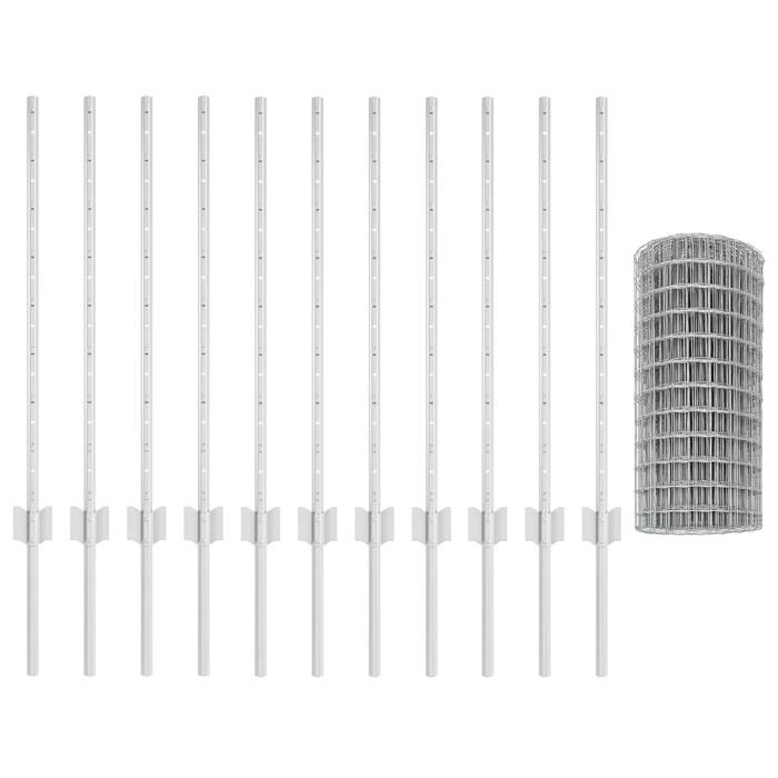 VidaXL Clôture Euro avec 11 poteaux en U Argent 0,8x25 m Acier 3336186