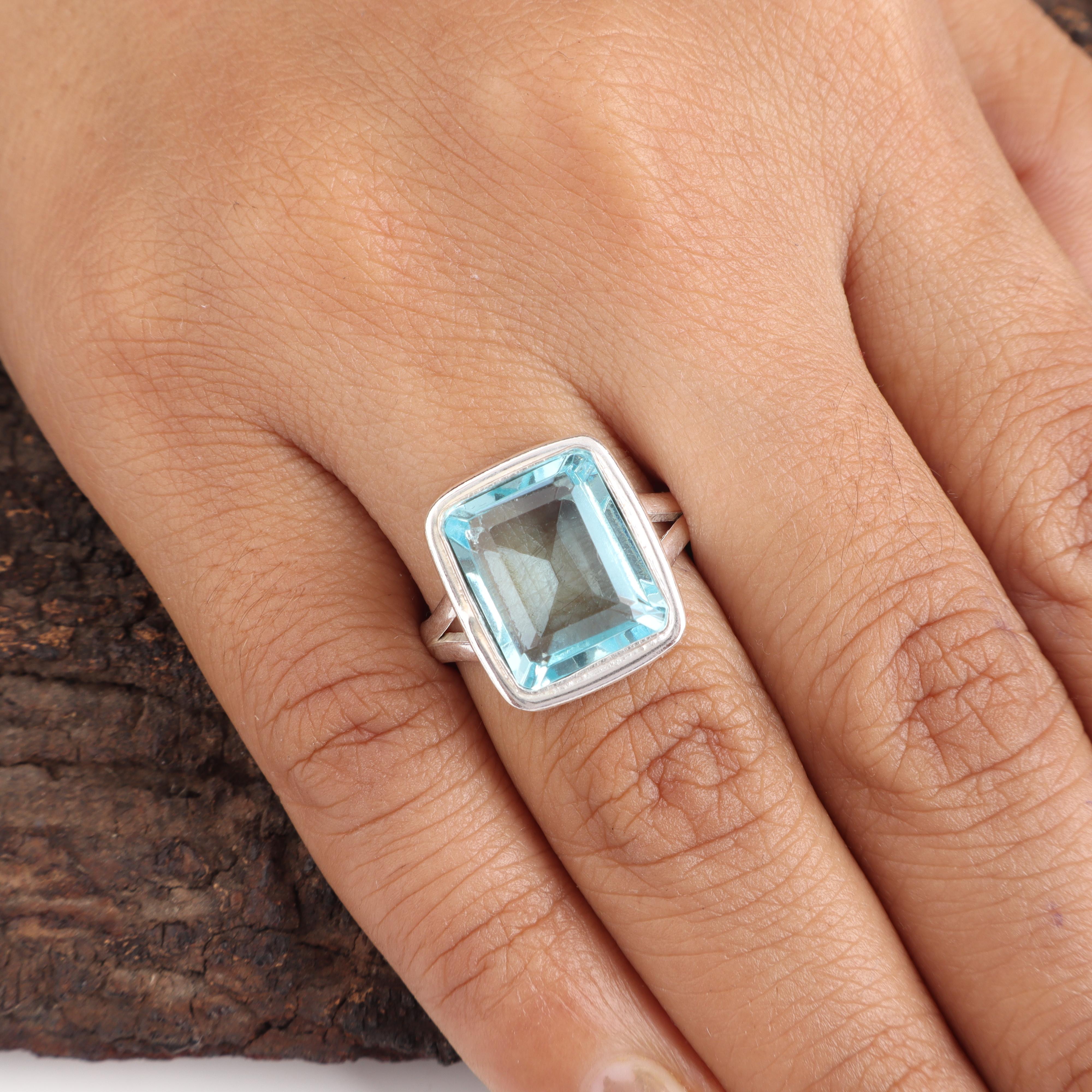 

Натуральный камень Голубой Топаз 925 Стерлинговое Серебро Ювелирное Изделие Ручной Работы Дизайнерское Женское Кольцо для Подарка на Юбилей RR-79-2 10.5