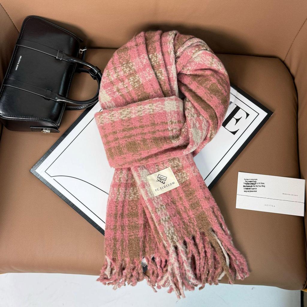 Elegant Red Plaid Scarf: Versatile High-End Shawl for Winter and Autumn