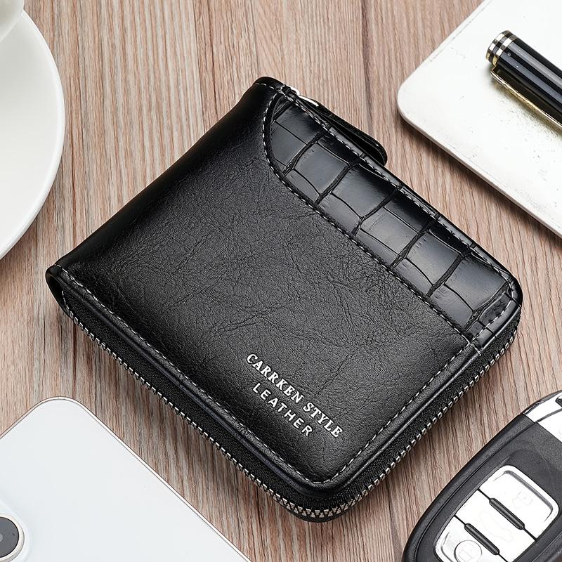 Pu Leather Men‘s Wallet Luxury Mens Purse Male Zipper Card Holders With Coin Pocket Rfid Wallets Gifts For Men Money Bag