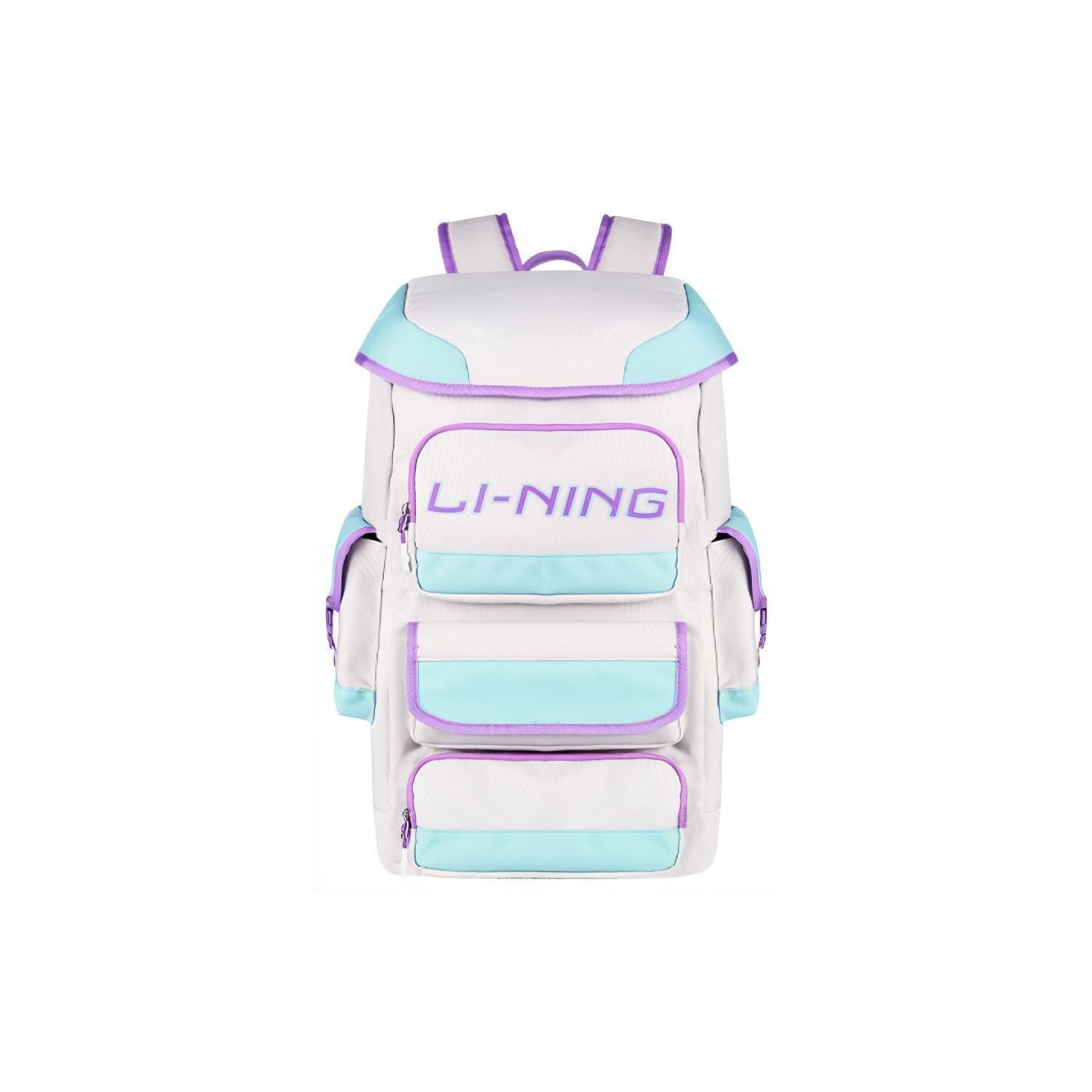 Li-Ning New Large Capacity Sports Polyester Fiber Splicing Fabric Backpack Basketball Bag Unisex Backpack White Purple ABSS133-2 White Purple