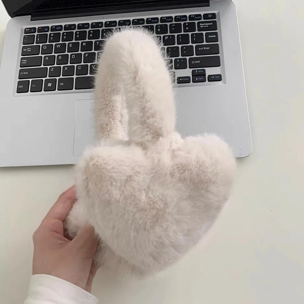 Y2k Korea Women Kawaii Pink Love Heart Earmuffs Winter Warm Thickened Japanese JK Ear Protection Cycling Earbags Accessories