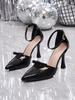 black butterfly strap pointed toe heels