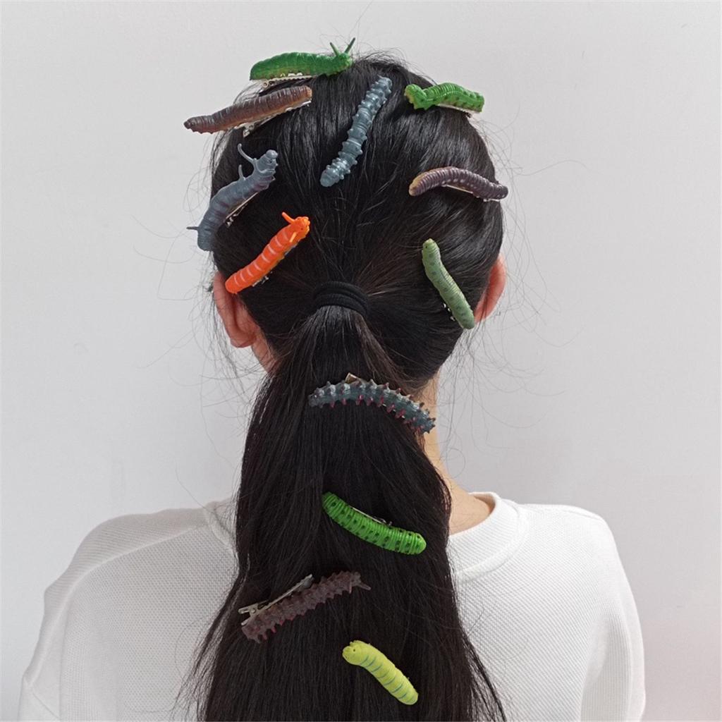 2025+ Scary Artificial Caterpillars Props Halloween Scary Caterpillars Hairpin Prank Prank Tool Handmade Decoration