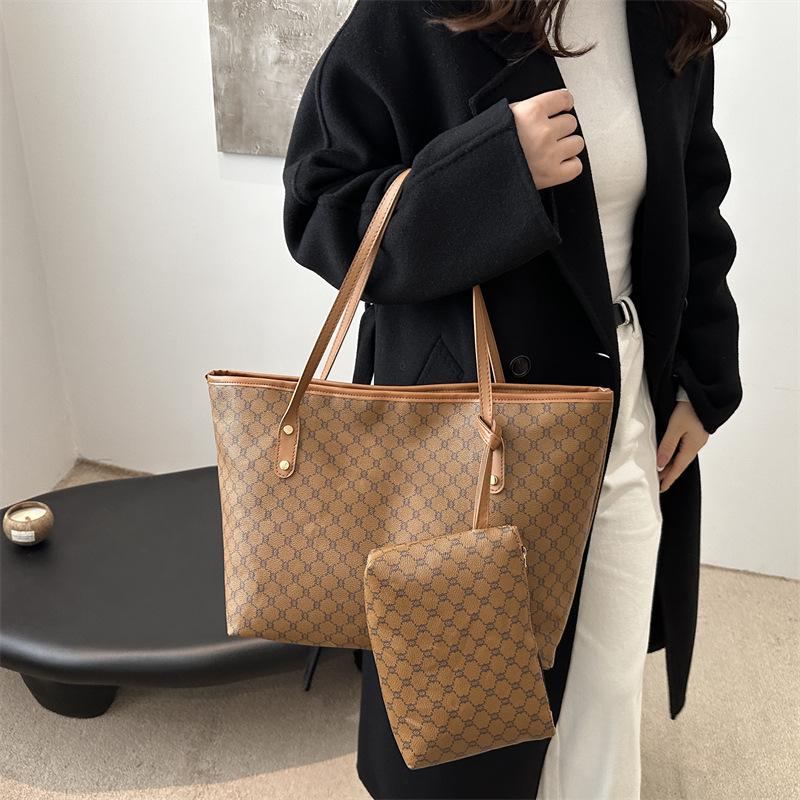 2025 Vintage Květinová Kostkovaná Taška přes Rameno - High-End, Velkokapacitní Taška Matka-Dítě