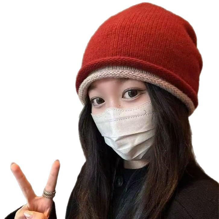 Unisex Autumn/Winter High-Elastic Knit Slouchy Beanie with Double Roll-Up Design