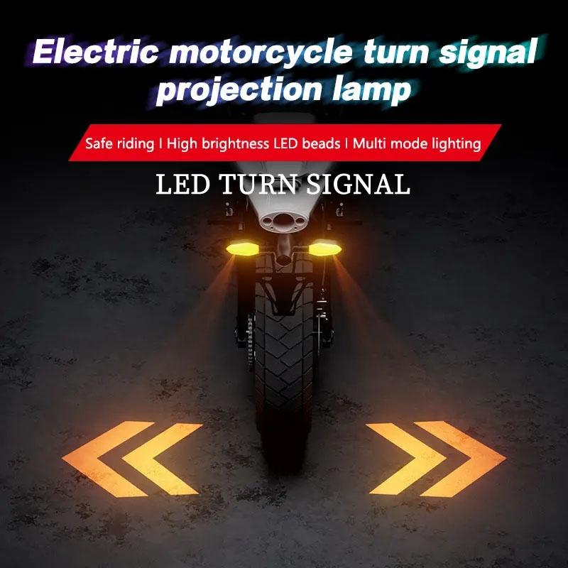2Pcs Motorcycle Turn Signals LED Projector Turn Signal Lights with Arrow Projection  Waterproof 27 ModesBlinkers Warn Light