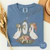 Funny Geese Trying On Vintage Hats Tee, Geese Trying On Hats, Funny Goose Gift, Cottagecore Goose Art, Thrifty Goose Duo Tee, Retro Tee