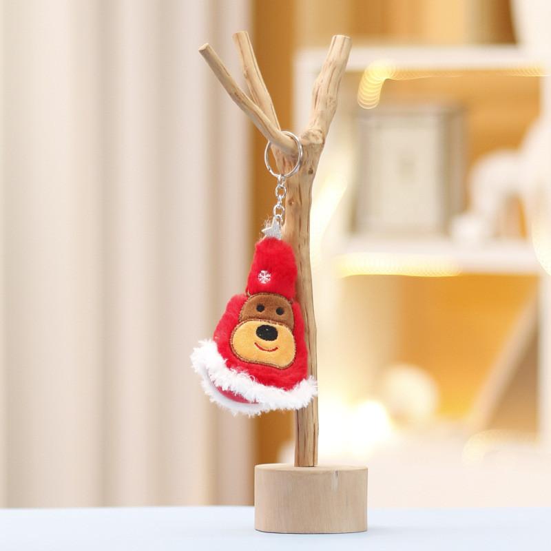 Santa Christmas Tree Hat Plush Keychain Toy Cartoon Decorations Doll Pendant