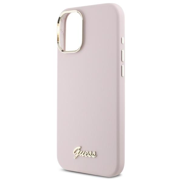 Guess Guhcp16Msmbslp Iphone 16 Plus 6.7 Różowy/Pink Hardcase Silicone Script Metal Logo & Frame