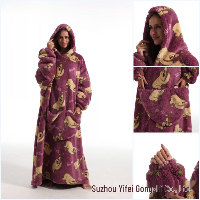 2023 Hooded Oversized Flannel Blanket Clothing for Men & Women – Extended Length for Warmth