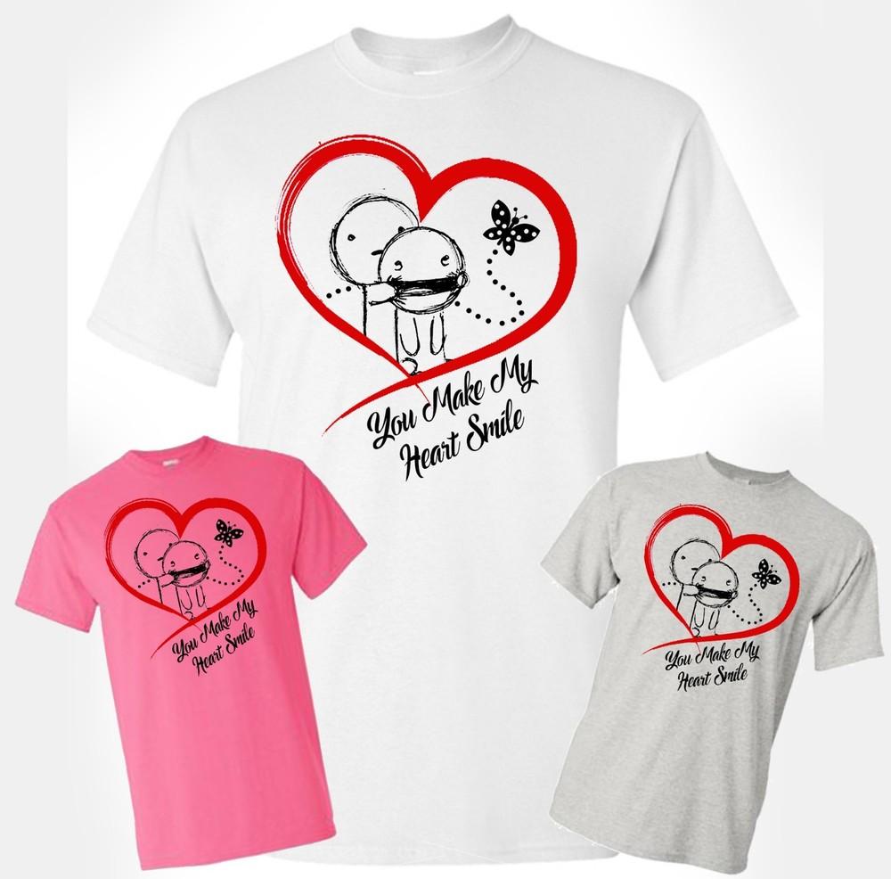 

Happy Valentines Day T-Shirt You Make My Heart Smile Cupid Unisex Adult Gift 2XL