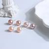 White Pink Purple Natural Freshwater Pearl Stud Earrings For Women Gold Plated Copper Fashion Simple Jewelry