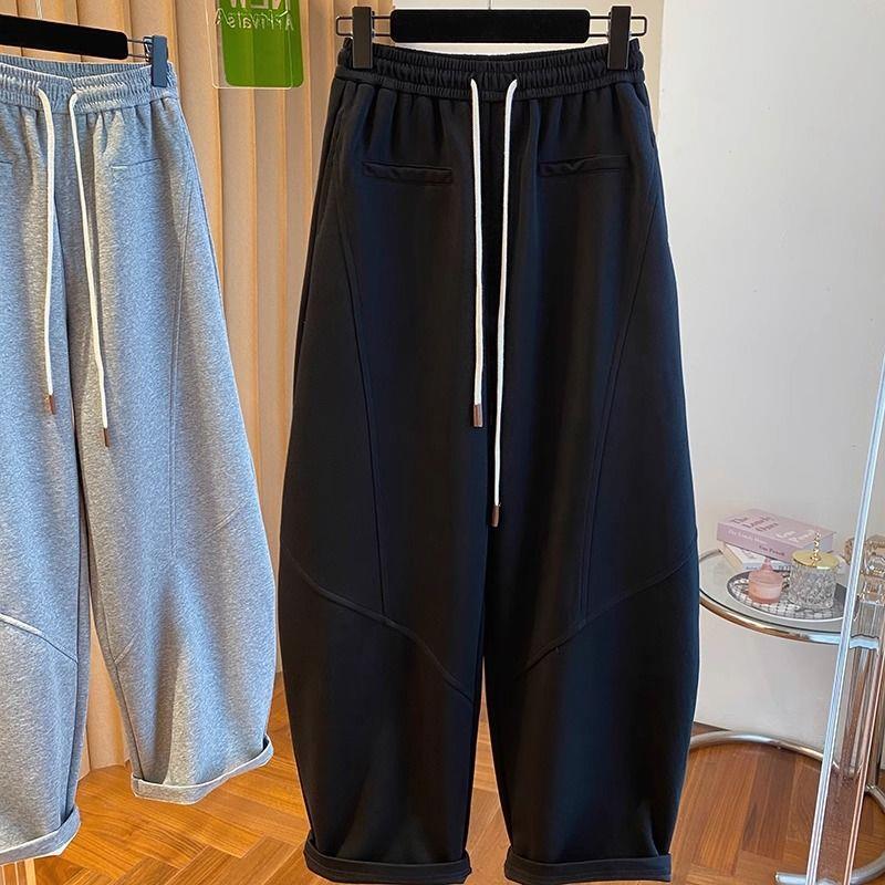 Women s Gray Curved Blade Wide-Leg Pants: Spring 2026, Loose High-Waisted Meat-Concealing Harem Sickle Pants XL (116-130 recommended)