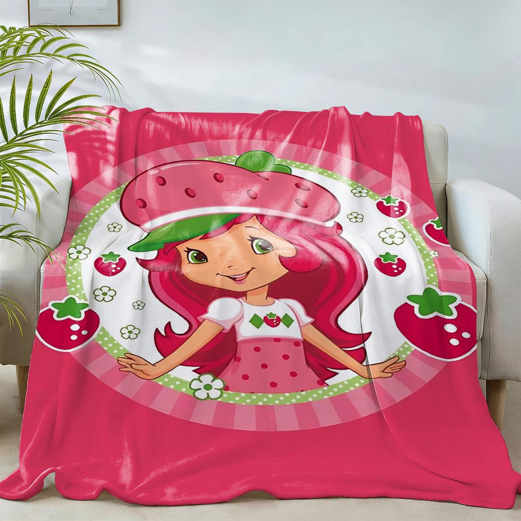 Kniedecke Wohndecken für den Winter Mikrofaser Übergröße Baby Leicht Fleece Bett Sofa Dekoration Erdbeerkuchen-Erdbeeren-P