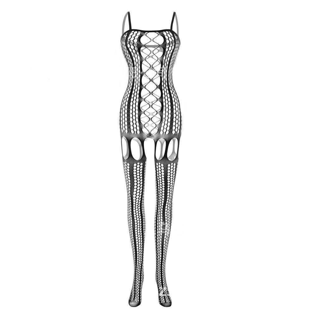 Color splicing Fishnet Bodysuit Hollow Open Crotch Sexy Lingerie Body Stockings Mesh Erotic Costumes Teddies Sexiest Body Suit