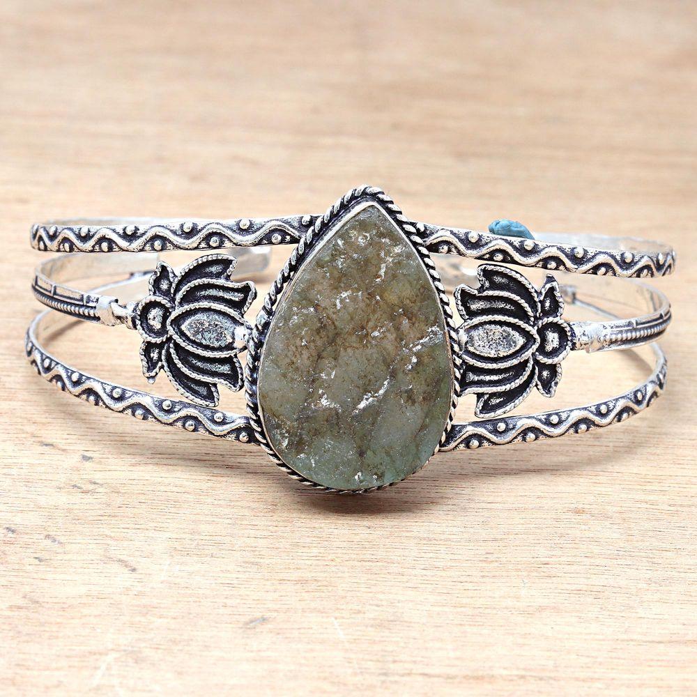 Labradorite Drusy Gemstone Handmade Jewelry Cuff Bracelets 7''Adjustable