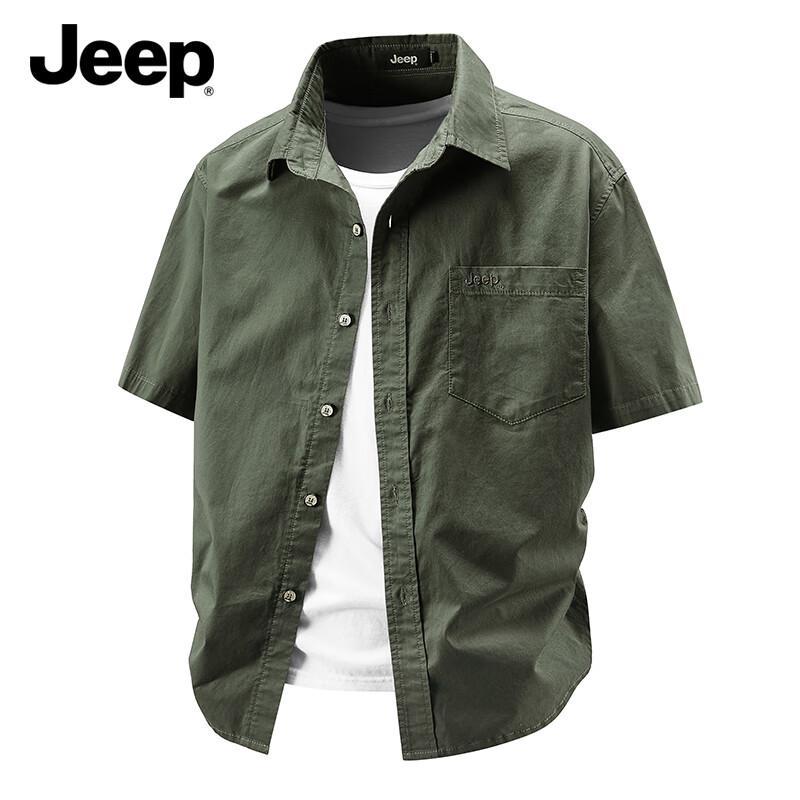 

JEEP Men s 2025 Summer Cotton Short Sleeve Shirt 3XL