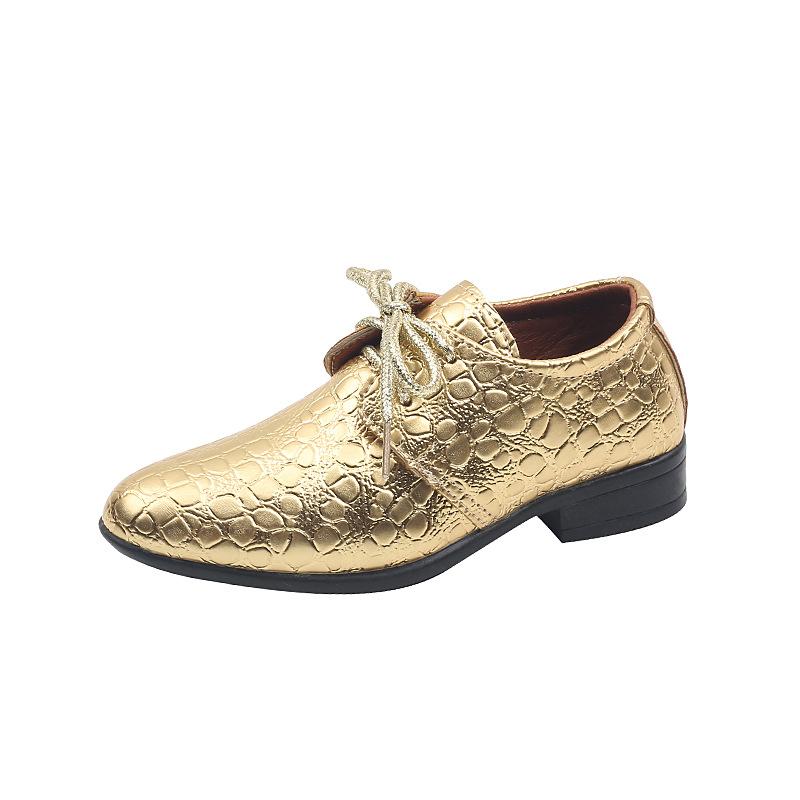 

Boys Leather Shoes for Party Wedding Shows Catwalk Cool Lace-up Classic Kids Fashion Casual Shoes Loafers Children Dress PU 21 золотой